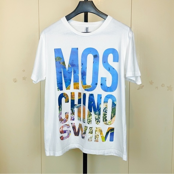 Authentic Moschino Swim Ocean Floor Print Oversize Tshirt White - Picture 1 of 6